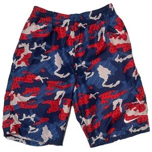 NIKE BOYS L SWIM SHORTS POOL SHORTS BEACH SHORTS RED BLUE CAMO